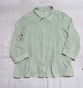 Light Neon Green Collared Button-Up Shirt