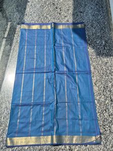 Elegant Blue Saree with Gold Border
