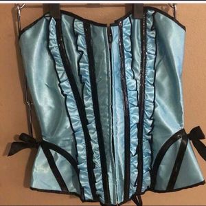 Blue Satin Corset Top