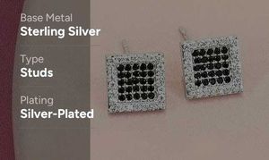 Sparkling Square Stud Earrings 925
