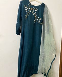 Pearl Embroidered Teal Complete 3 Piece Suit Set