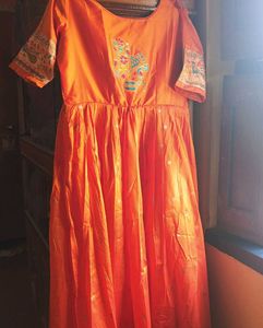 Elegant Orange Ethnic Gown