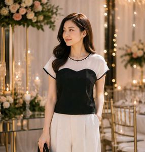 korean pearl neck tops
