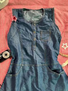 Blue Denim Sleeveless Dress