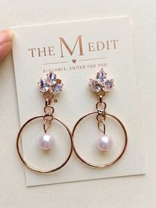 Elegant Rose Gold Hoop Earrings with Pearl