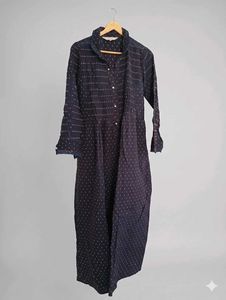 Dark Blue Printed Maxi Dress