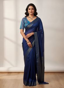 Stunning Blue Printed Silk Blouse with lining