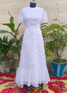 Elegant White Embroidered Dress