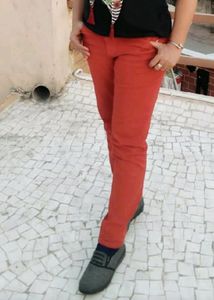 Red Jeans Pant Medium 36" Elastic Waist