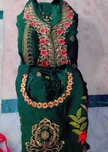 Embroidered Green Kurti