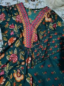 Green Floral Print Kurta Set