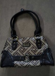 Stylish Brown Geometric Print Handbag