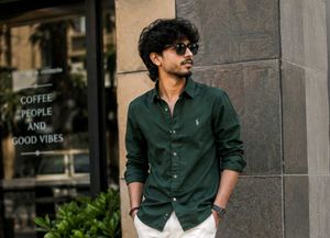 Men's Classic Green Button-Up Shirt