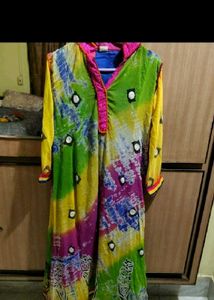 Combo white georgette and multicolour kurtis