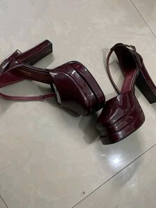 Burgundy Marry Platform Heels