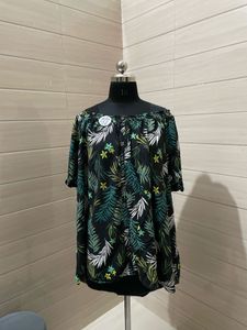 Tropical Print Off-Shoulder Top