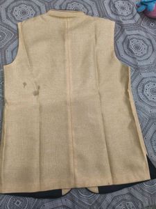 Men's Beige Ethnic Waist Jacket in L 40 size