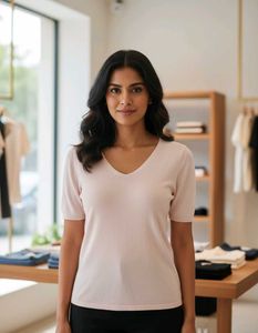 Light Pink V-Neck T-Shirt