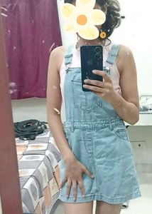 Mini Denim Dungaree With Hooks For Belt