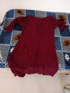Maroon Button-Down Kurta