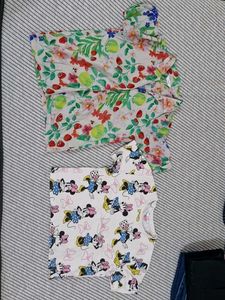 Cute Minnie Mouse & Floral Print Clothes Set