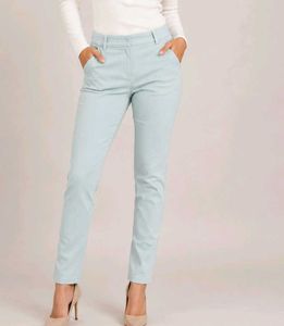 Women's Light Blue Slim Fit Pants | Casual & Offic