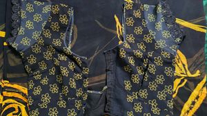 black khadi printed saree🖤💛