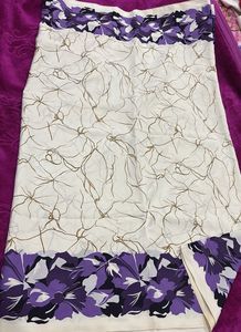 Floral Print sari - Purple & White