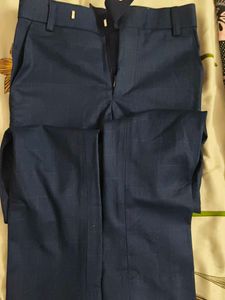 Kid's Navy Blue Checked Trousers