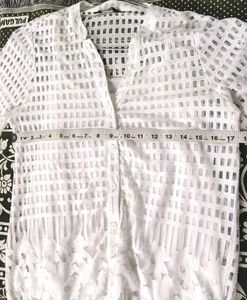 White Lace Overlay Tunic Top