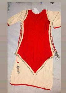 Stunning Red &amp; Beige Kurta Set