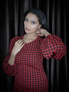 Houndstooth Print Mini Dress
