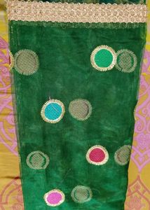 Bottle Green Colour Netted Saree