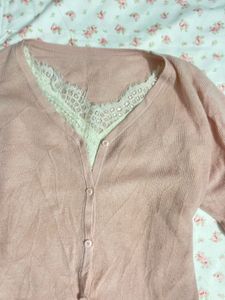 Chic Lace Trim Cardigan