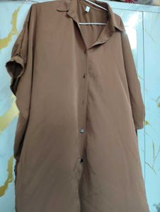 Brown Oversized Shirt Tunic