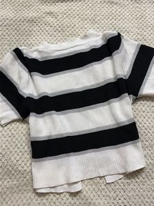 Striped Button-Up Knit Top
