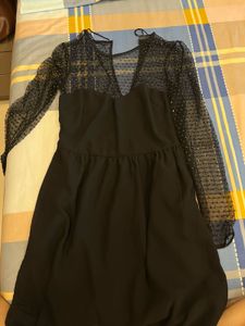 Chic Black Mesh Dot Dress