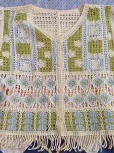 Boho Crochet Cardigan with Sheer Sleeves
