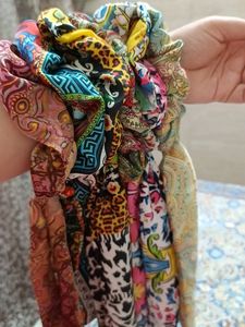 Beautiful Multicolour Tail Scrunchies Combo Of 6
