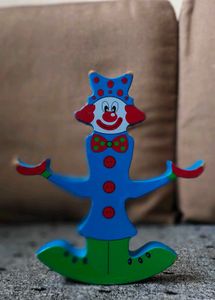 Vintage Wooden Balancing Clown Toy