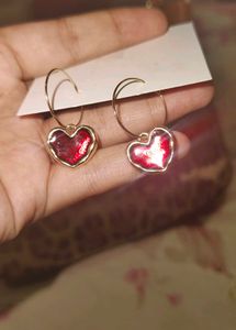 Red Heart Hoop Earrings
