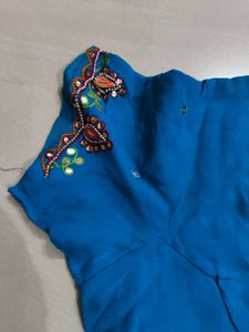 Vibrant Blue Embroidered Blouse