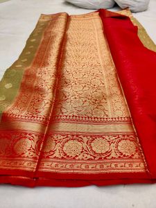 Banarasi Tanchoi Lime Silk Saree