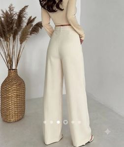 Elegant Cream Wide-Leg Trousers