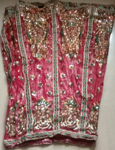 Meroon Colour Net Heavy Davani Best Fit For Marria