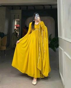 Elegant Yellow Anarkali Kurta Set