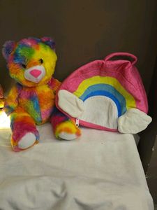 Rainbow Teddy Bear with Carrier
