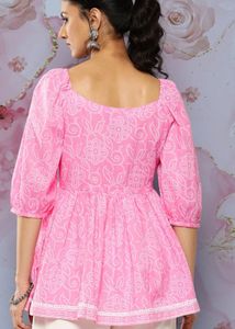 Bright Pink Bandhani Print Kurta