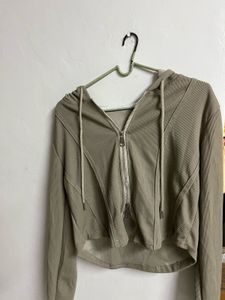 Cropped Zip-Up Hoodie