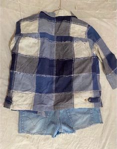 Patchwork Jacket &amp; Denim Shorts Set